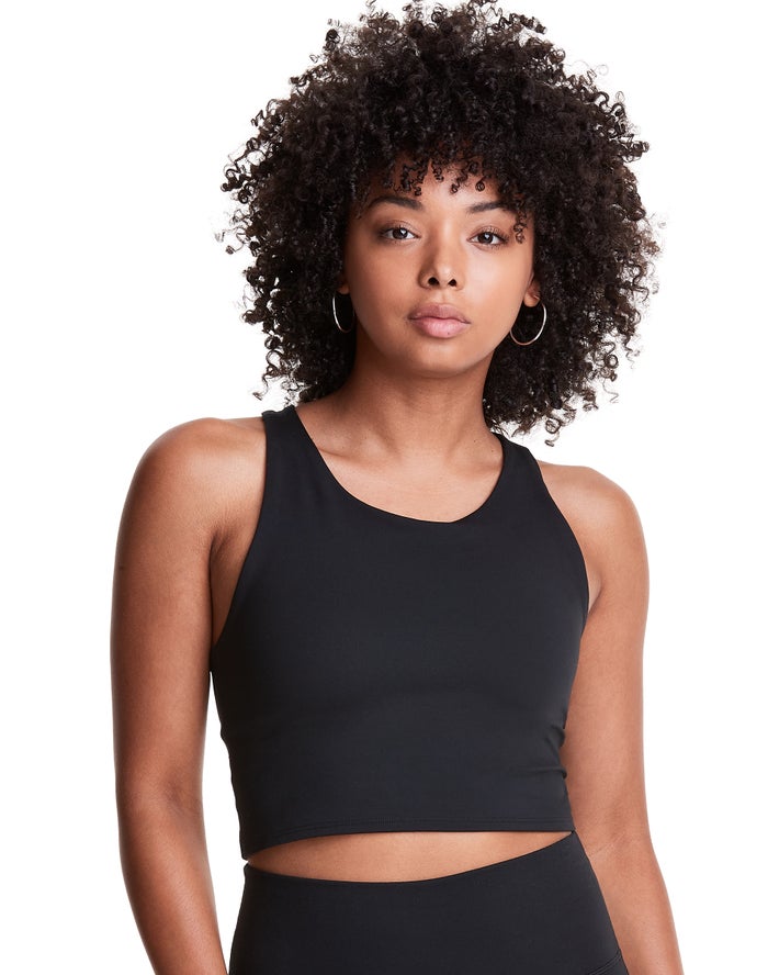 Camiseta Sin Manga Champion Mujer - Soft Touch Crop ( Negras ) 6435712-ZY